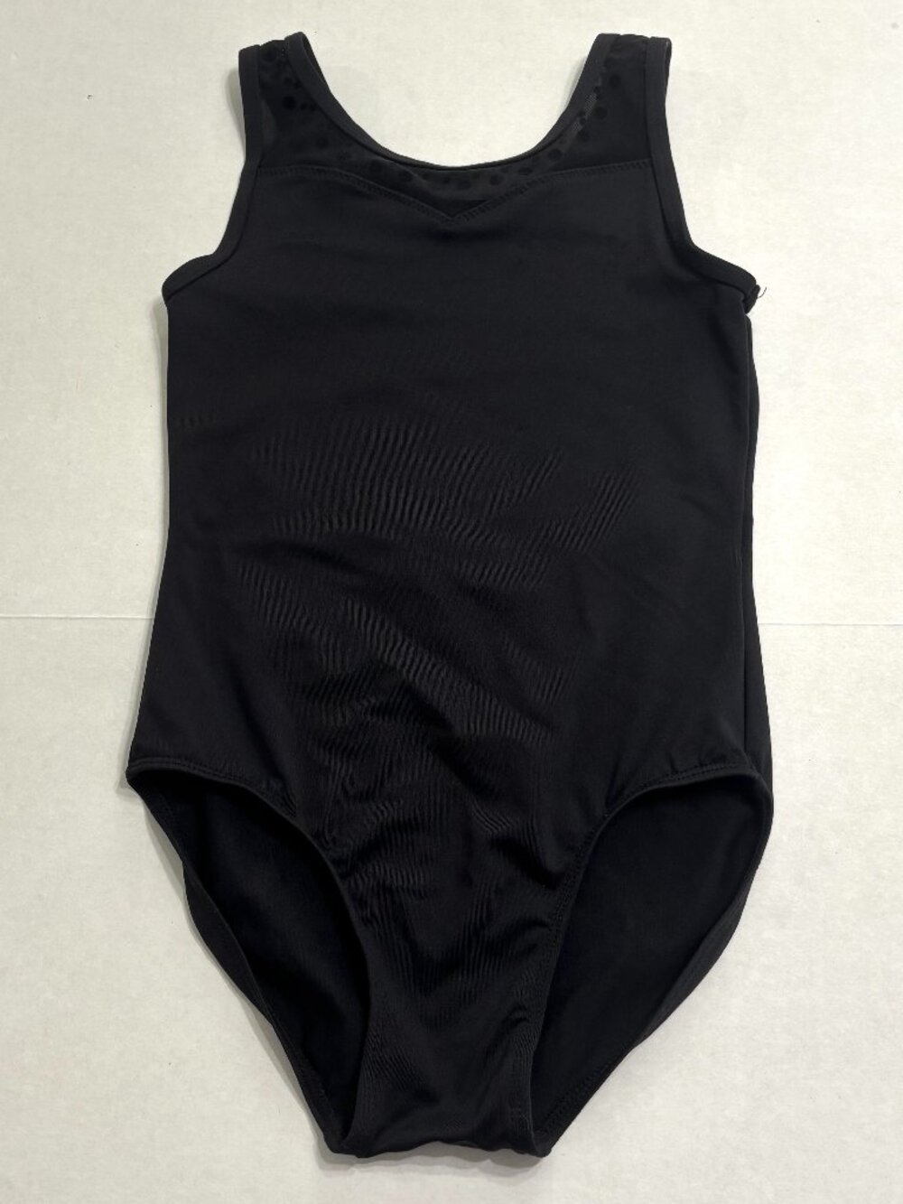 Black Lace Floral Girls Tank Leotard
